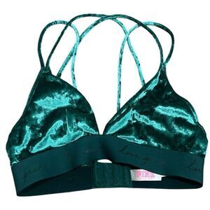 PINK Velvet Strappy Bralette | XS/XXS | Emerald Green | Trendy & Comfortable